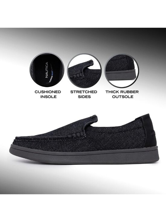 ?Men\'s Black Denim Canvas Slip-On Comfortable Low Top Lightweight Fashion shoes